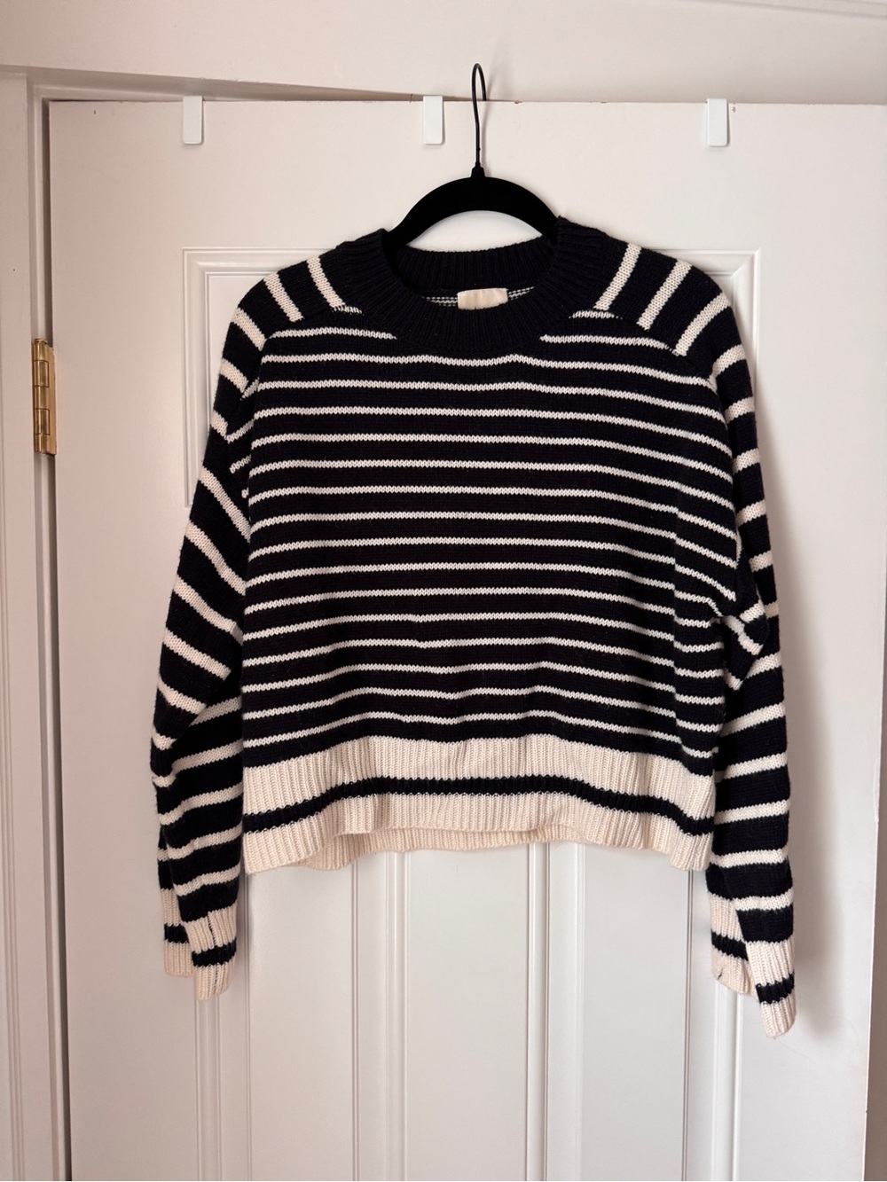 Women's Cropped Striped Crewneck Sweater